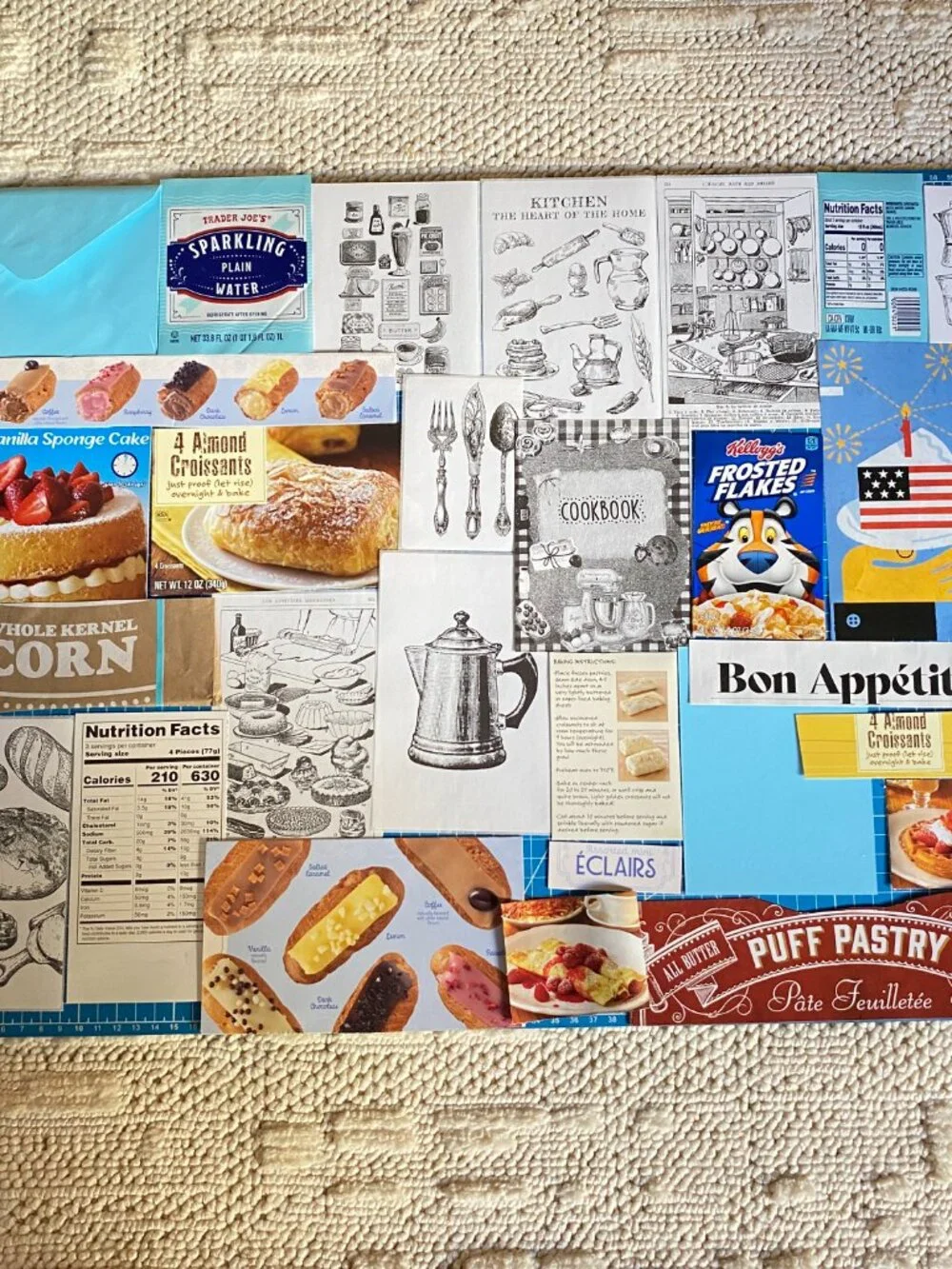 Foodie Junk Journal Kit – Curated Ephemera Pack - Blue